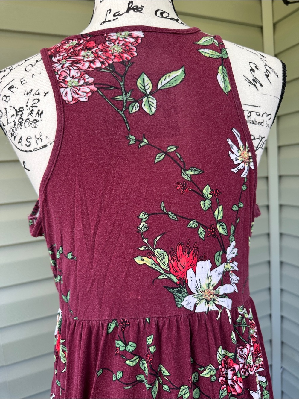 Floral Maroon Maxi Dress - Sleeveless Summer Style size XL long soft stretchy - Picture 5 of 6